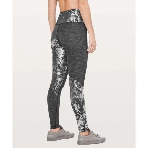 Lululemon Wunder Under High Rise Tight Leggings Silver Black Brindle Foil - Picture 4 of 10